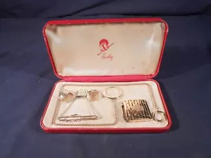 Vintage Hadley USA Cufflink, tiebar, watchchain and belt buckle set. Gold tone - Picture 1 of 4