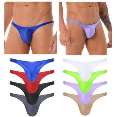 Tiaobug uomo lucido perizoma tanga vita bassa slip elasticizzato bikini micro tanga - Immagine 1 di 2