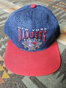 Vintage New York Rangers Starter " Denim " Speckled Snapback Cap 90s Rare - Picture 1 of 14