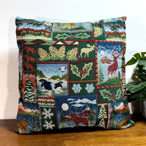 Nadelspitze Dekokissen rustikal Wildtiere Winter Weihnachten Wolf Elch Wale Elch - Bild 1 von 5