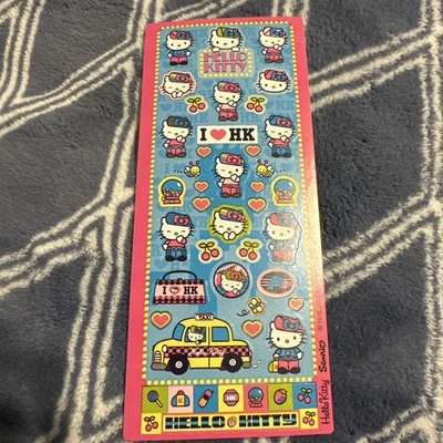 Винтажные наклейки Sanrio Hello Kitty 2005 вишня жевательная резинка сердца сумочка такси - Изображение 1 из 2
