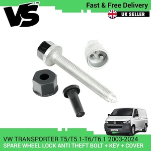 FOR VW T5/T5.1 T6/T6.1 SPARE WHEEL LOCK – ANTI-THEFT BOLT + KEY + COVER - Picture 1 of 7