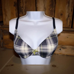 American Eagle Aerie Blue Yellow Plaid Bra Size 36D - Picture 1 of 5