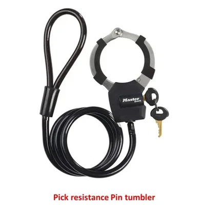 Master Lock Street Cuff + Cable 8mm X 1m Key Lock 8275 Black - Image 1 of 4