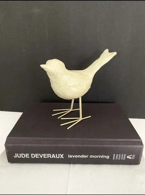 Pottery Green Standing Bird Figurine with Wire Metal Legs Home or Garden Decor - Image 1 of 4