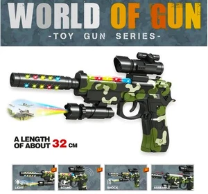 Military-Style Kids Toy Glock Pistol Gun with Projection Light Sound Vibration - Picture 1 of 9