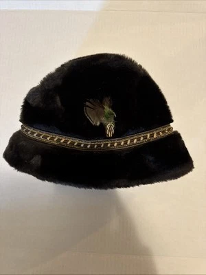 Sombrero grande vintage de piel sintética marrón Foto 1 de 4