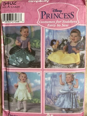 Simplicity Pattern 5402 Size A 1/2-4 Disney Princess Costumes  **Cut To Size 1** - Image 1 of 4
