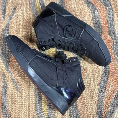 GUCCI Hi Top Black Nylon & Leather Men 10.5 US Retail $900 Preowned No Box - Image 1 of 4