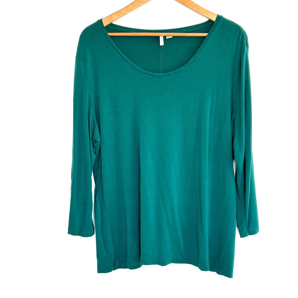 Camisa para mujer Cato XL verde azulado cuello redondo manga 3/4 pulóver top ligero Foto 1 de 4