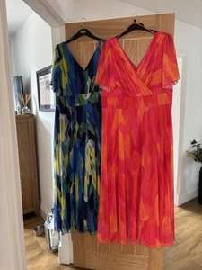 Ladies Dresses -Blue / Yellow Multi And Orange/red Multi - Picture 1 of 3
