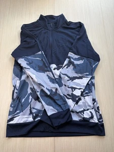 Adidas Essentials Camo Tricot Track Jacket Mens Large Blue Mock Neck Full Zip - Picture 1 of 5