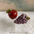 vintage Ceramic Grapes and Apple - Small Decorative Fruit Display