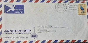 South African Stamp Addressed Airmail Arndt-palmer Envelope Durban 18 April 1974 - Picture 1 of 5