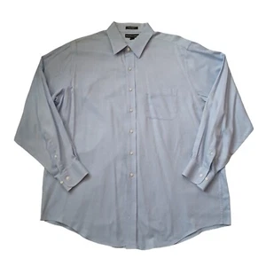 Saks Fifth Avenue Shirt Mens 17 34/35 Blue Stripe Button Down 2 Ply Cotton - Picture 1 of 14