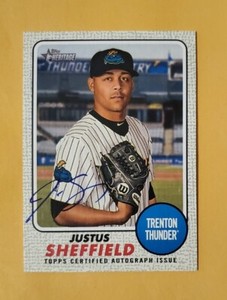 2017 Topps Heritage Real One Gray /25 Justus Sheffield #ROA-JS Auto Minor League