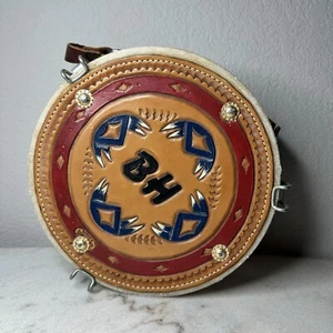 Vintage Rope Can Tin Hand Tooled Leather Clark’s Tack & Rope Oklahoma - Picture 1 of 13