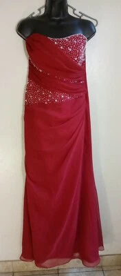 Vestido largo estampado rojo con cuentas talla L Foto 1 de 4