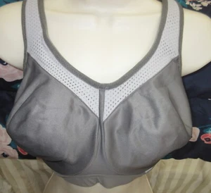 GLAMORISE 9066 SPORT ELITE PERFORMANCE GRAY CAMI HI IMPACT UW bra 34 DD NWT - Picture 1 of 4