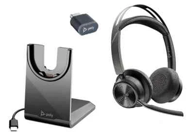POLY Voyager Focus2 UC BT700 USB-C Bluetooth Kopfhörer Mit Ständer HP 77Y89AA - Bild 1 von 4
