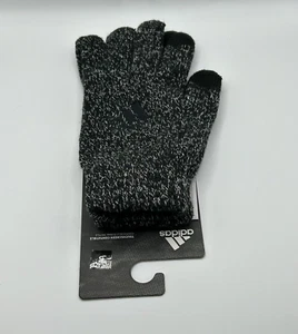 Adidas Black Grey Melange Acrylic Touch Finger Gloves HG7789 - Mens Size Small S - Picture 1 of 6