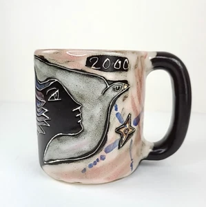 Celestial Stoneware Oversized Mug By Mara Mexico Woman Dove Stars Moon - Afbeelding 1 van 10