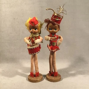 PV08324 Vintage Mid Century Japan Pixie Figurines GIRL DRUMMER & MAJORETTE - Picture 1 of 12