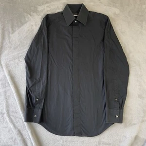 Dolce & Gabbana Vintage Mens Slim Fit Concealed Button Cotton Shirt Black Size S - Picture 1 of 10