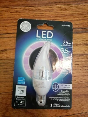 GE Light Bulb LED Soft White 25w/2.8w Candelabra Dimmable 170 Lumens E12 - Image 1 of 4