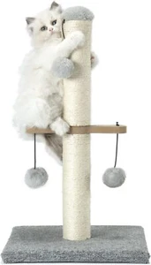 PAWSFANS Cat Scratching Post,Small Scratch Post 21inches for kittens, Grey - Picture 1 of 7
