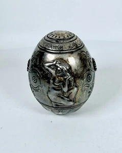 VTG Greek Classical embossed Figures Ag 999 Silver Egg Decor Paperweight W-252 g - Picture 1 of 11