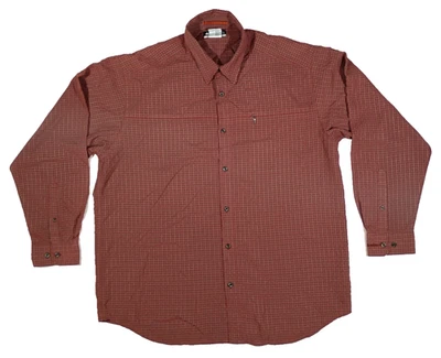 Columbia Shirt Mens XL Brown Geometric Plaid Zip Pocket Long Sleeve Outdoor Dad - Image 1 of 4