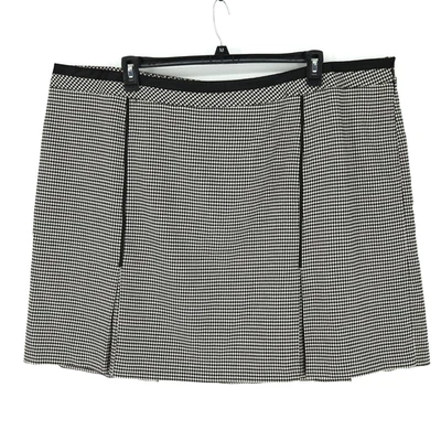 Falda Lane Bryant Talla Grande 28 Negro Blanco Pata de Gallo Hasta la Rodilla Pliegues Carrera Foto 1 de 4