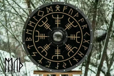 Medieval Viking Crusader Wood Shield Round Battle Warrior Shield Christmas Gift - Image 1 of 3