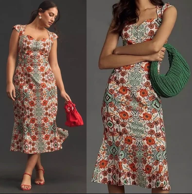 Anthropologie The Cecily Fit & Flare Sweetheart Midi Dress Women's Small Floral - Image 1 of 4