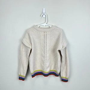 Mini Boden Girls Rainbow Rib Knit Sweater Pullover Ecru Cream 8-9 Years - Picture 1 of 9