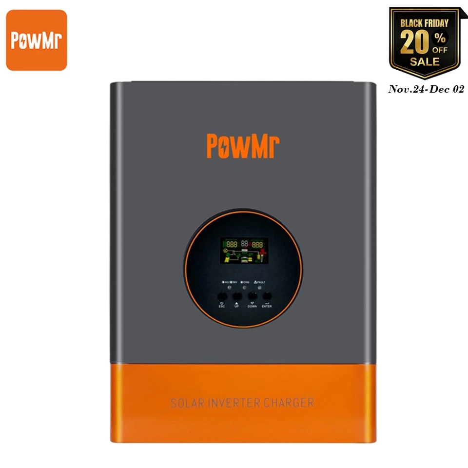 POWMR 5KW 48V Hybrid Solar Inverter 110V/220V Split Phase 120A Controller Peak 15000W