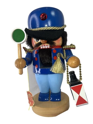 Steinbach Blue Toy Soldier German Nutcracker Railroad Train Worker - Image 1 of 4