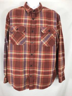 Camisa de Franela Burton Brighton Para Hombre 2XL Roja Multicolor Desteñida Manga Larga Botón Foto 1 de 4