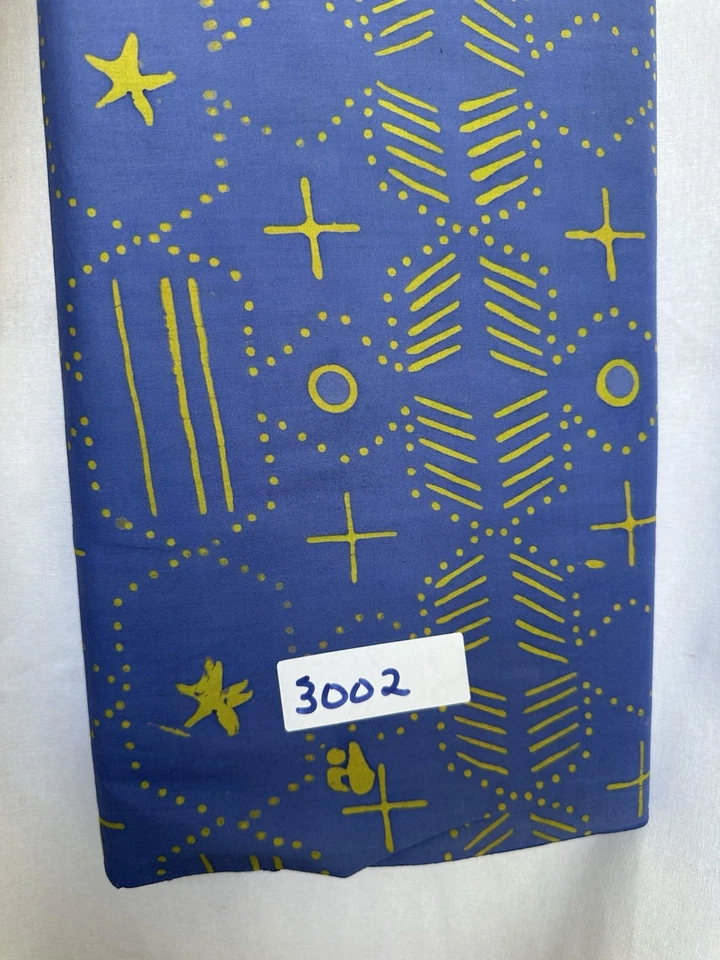 Observatory Batik Alison Glass Blue W/mustard Cotton Quilt Craft Fabric Yard - Image 1 of 1