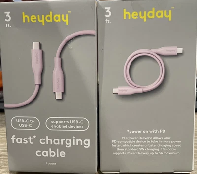2X Heyday - Lightn To USB-C iPhone Fast Charging Cable 3ft For Apple iPhone iPad - Image 1 of 3