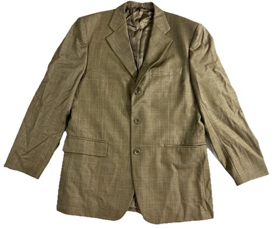 Gianni Manzoni Italy 42R Brown Check Blazer Super 110’s Wool Jacket - Image 1 of 4