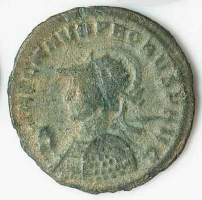 Emperor Probus & Mars w/ Spear & Trophy 277 AD in Siscia Ancient Roman Coin D546 - Image 1 of 2