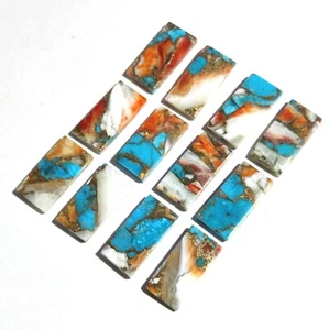 Natural Rectangle Spiny Oyster Copper Turquoise Ethical Cabochon Earrings Supply - Picture 1 of 10