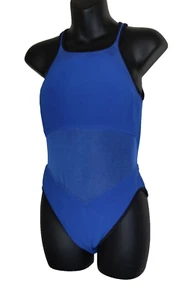 Vintage Y2K Jag Royal Blue Swimsuit Sz 10 Tank Style One Piece Sheer Mesh USA - Picture 1 of 18