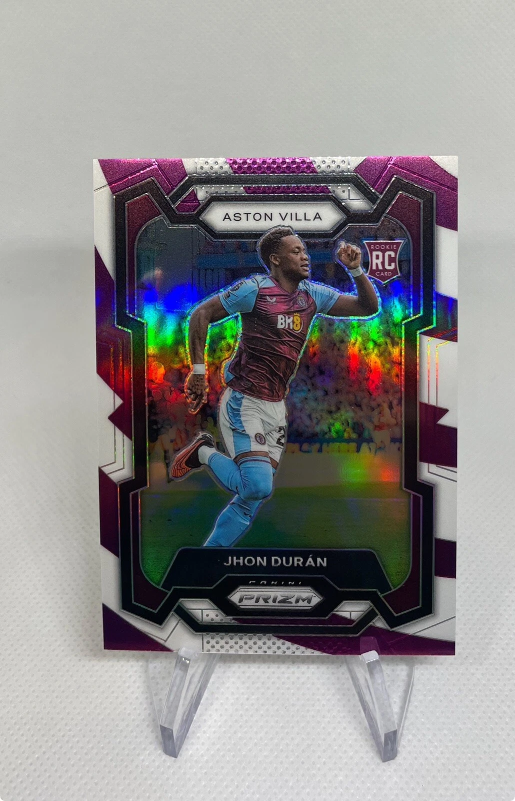 2023-24 Panini Prizm EPL Purple White Stripes 30/92 RC JHON DURAN Aston Villa