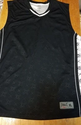 🔥Jersey de basquete Everlast gola V sem mangas masculino preto branco  - Imagem 1 de 4