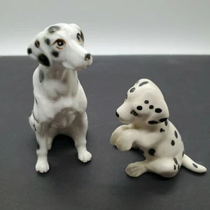 Vintage Japan Bone China Dalmatian Dog and Puppy Figurines 3" and 2" - Picture 1 of 12