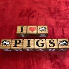 Wooden Block Sign I Heart Pigs Dolls Cows Bears Interchangeable Shelf Decoration