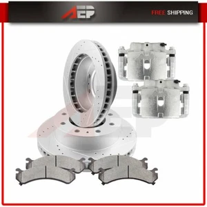 Front Brake Calipers + Rotors + Ceramic Pads For 2001-2010 GMC Sierra 2500 HD - Picture 1 of 12